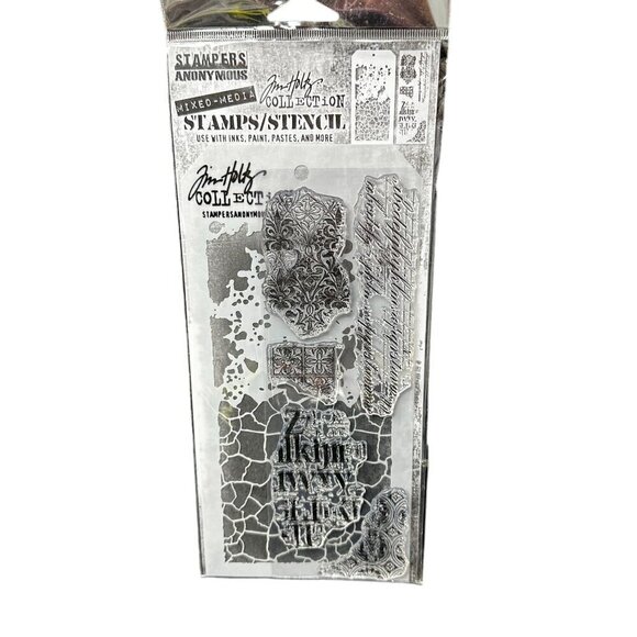 Tim Holtz Mixed Media Clear Stamps Stencil Background Grime Crackle New THMM123 - Picture 7 of 8